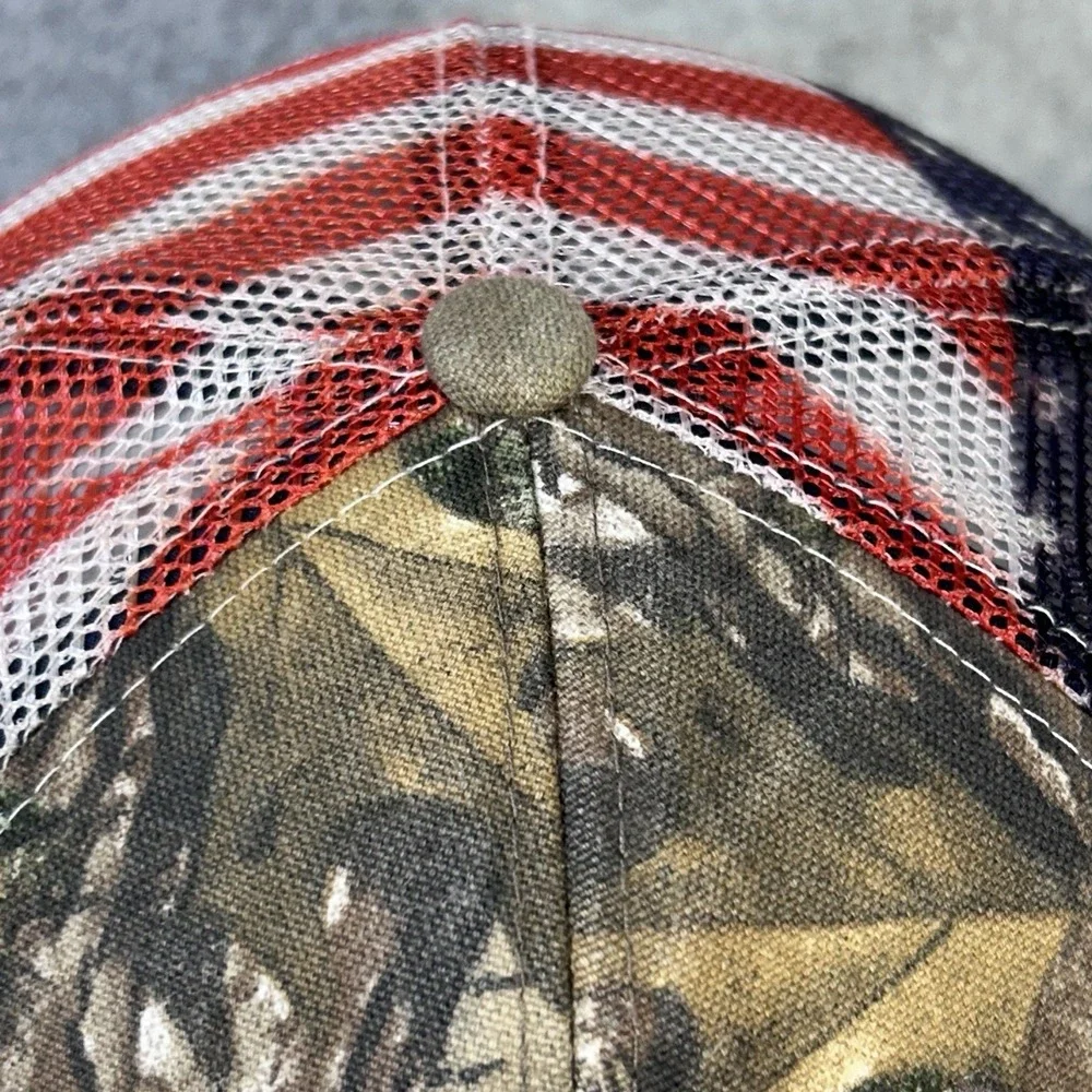 Realtree Antler Logo Men Camo Realtree Trucker Hat American Flag Mesh OSFM